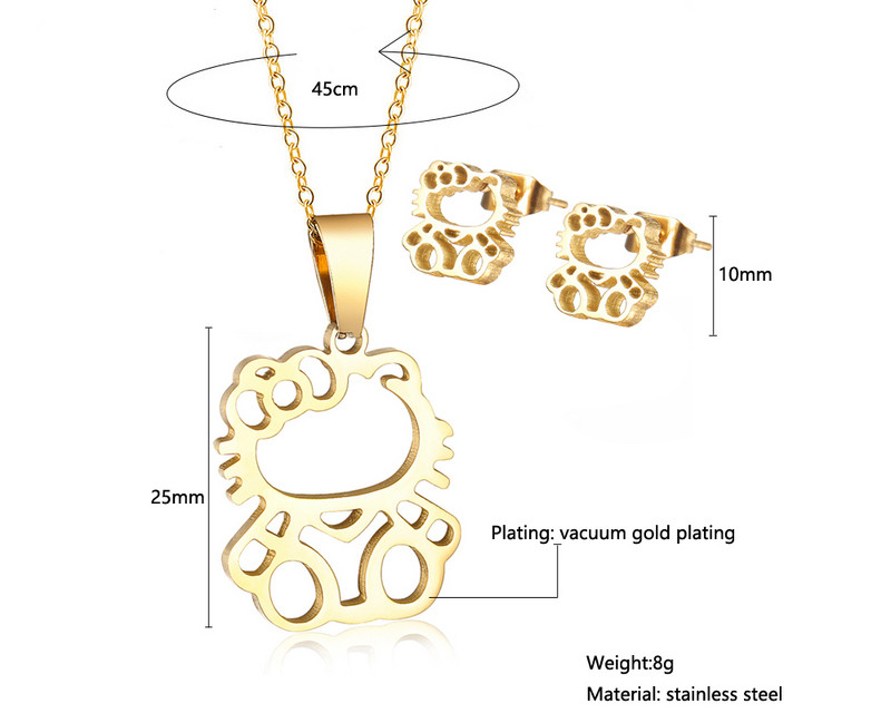 Jauki hellokitty kaklarota multfilmas auskari hipoalerģiski nebalējošs titāna tērauda rotaslietas