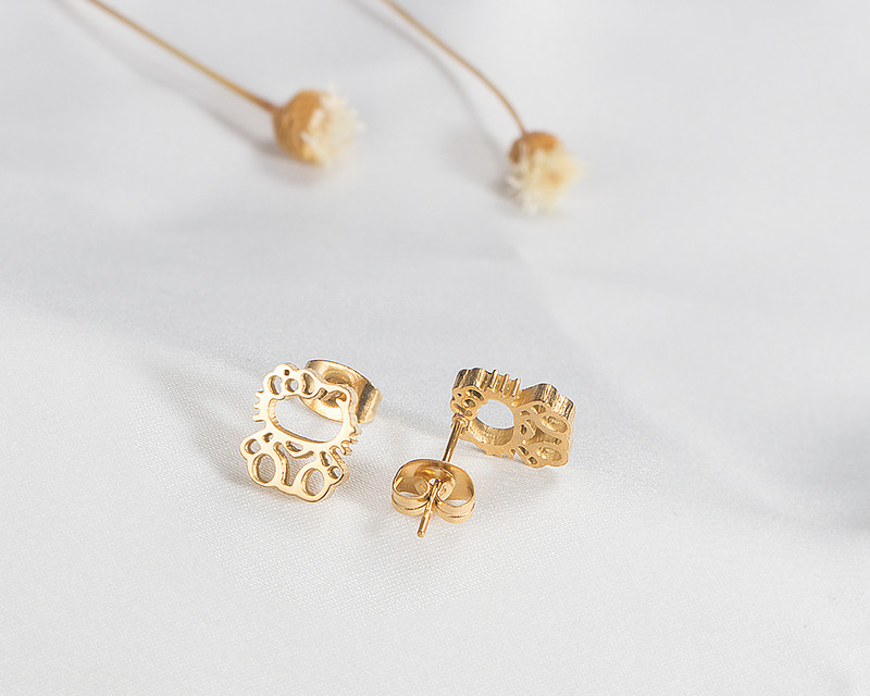 Jauki hellokitty kaklarota multfilmas auskari hipoalerģiski nebalējošs titāna tērauda rotaslietas