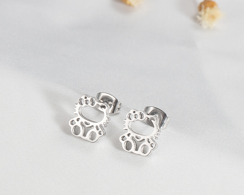 Jauki hellokitty kaklarota multfilmas auskari hipoalerģiski nebalējošs titāna tērauda rotaslietas