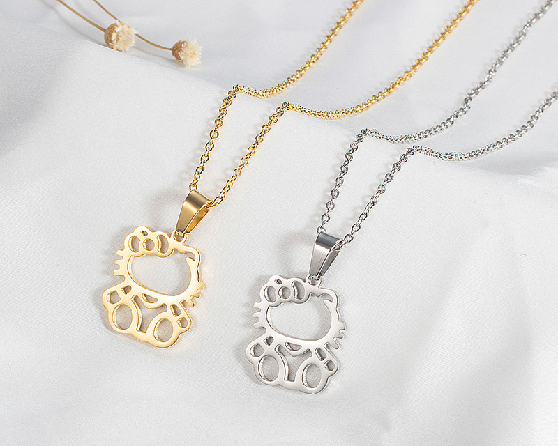 Jauki hellokitty kaklarota multfilmas auskari hipoalerģiski nebalējošs titāna tērauda rotaslietas