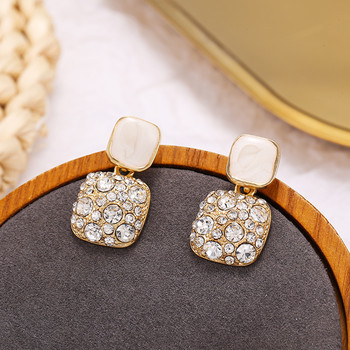 Νέα Vintage μωβ γυαλιστερά κρυστάλλινα γεωμετρικά γυναικεία σκουλαρίκια Contracted Sweet Lovely Fine Shiny Drop Earrings Κοσμήματα