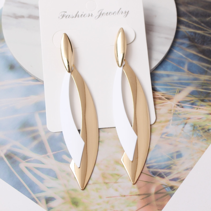 European Statement ģeometriski lapu auskari sievietēm garās brincos ballītes rotaslietas gludas zaļas sarkanas krāsas Ziemassvētku dāvana