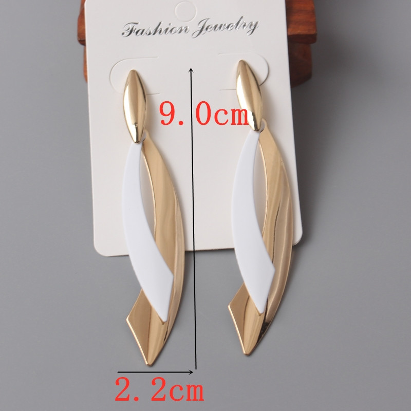 European Statement ģeometriski lapu auskari sievietēm garās brincos ballītes rotaslietas gludas zaļas sarkanas krāsas Ziemassvētku dāvana