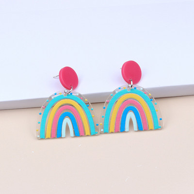 Vikerkaare rippuvad kõrvarõngad naistele Minimalistlikud triibud akrüülist Creative Macaron Rainbow Lover kõrvarõngad Boheemlaste pühadekink