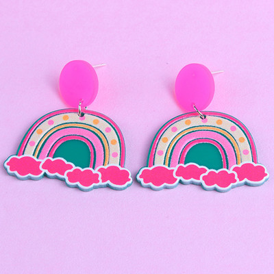 Vikerkaare rippuvad kõrvarõngad naistele Minimalistlikud triibud akrüülist Creative Macaron Rainbow Lover kõrvarõngad Boheemlaste pühadekink