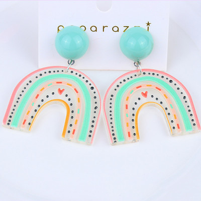 Vikerkaare rippuvad kõrvarõngad naistele Minimalistlikud triibud akrüülist Creative Macaron Rainbow Lover kõrvarõngad Boheemlaste pühadekink