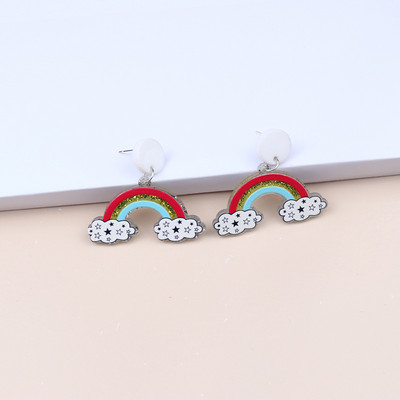 Vikerkaare rippuvad kõrvarõngad naistele Minimalistlikud triibud akrüülist Creative Macaron Rainbow Lover kõrvarõngad Boheemlaste pühadekink