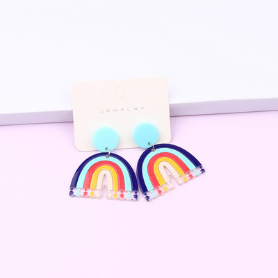 Vikerkaare rippuvad kõrvarõngad naistele Minimalistlikud triibud akrüülist Creative Macaron Rainbow Lover kõrvarõngad Boheemlaste pühadekink