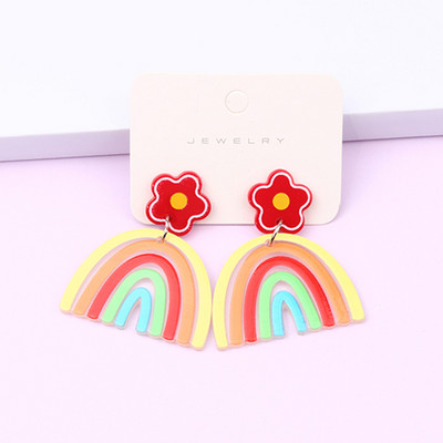Vikerkaare rippuvad kõrvarõngad naistele Minimalistlikud triibud akrüülist Creative Macaron Rainbow Lover kõrvarõngad Boheemlaste pühadekink