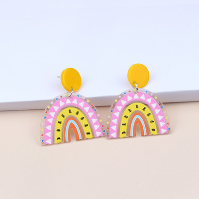 Vikerkaare rippuvad kõrvarõngad naistele Minimalistlikud triibud akrüülist Creative Macaron Rainbow Lover kõrvarõngad Boheemlaste pühadekink