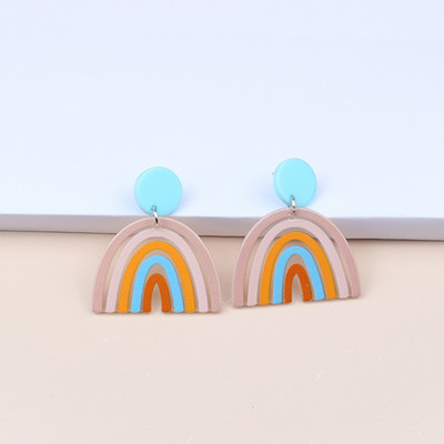 Vikerkaare rippuvad kõrvarõngad naistele Minimalistlikud triibud akrüülist Creative Macaron Rainbow Lover kõrvarõngad Boheemlaste pühadekink