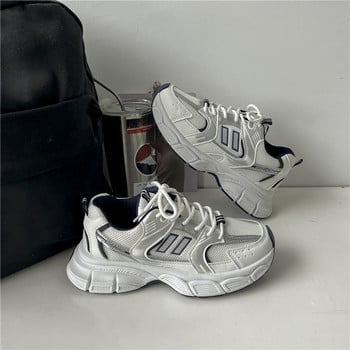 Μόδα άνοιξη και φθινόπωρο 2023 Νέα περιστασιακά άνετα αναπνεύσιμα αθλητικά παπούτσια με διχτυωτό σταυρό με στρογγυλά δάχτυλα μονόχρωμα αθλητικά παπούτσια
