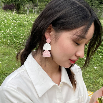 AOMU 2022 Κορέα Νέα γεωμετρικά ακανόνιστα τετράγωνα ακρυλικά σκουλαρίκια για γυναίκες Σκουλαρίκια μακριά κρέμονται κοσμήματα Δώρα