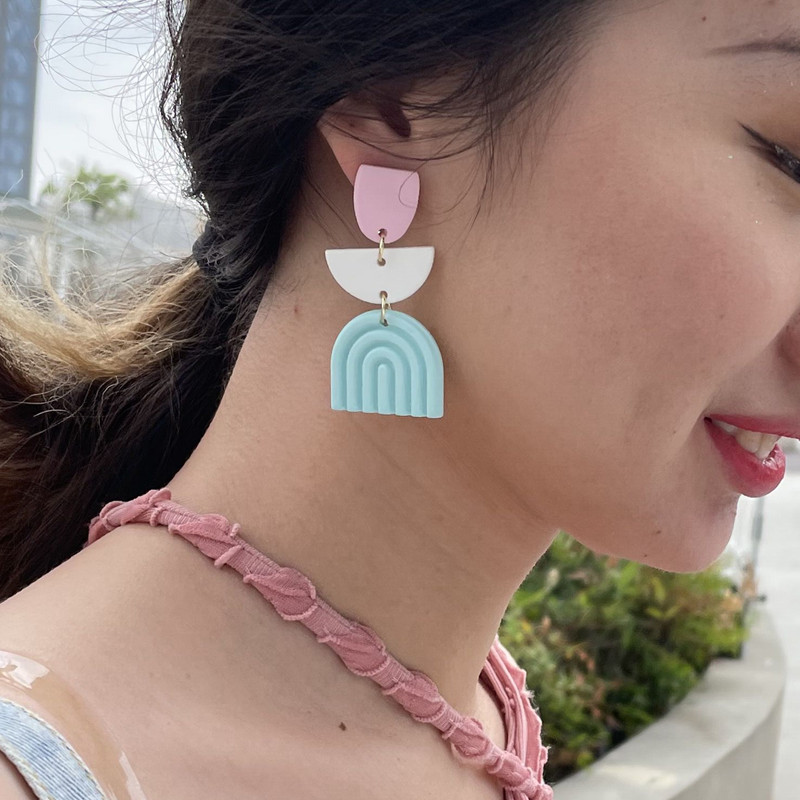 AOMU 2022 Korea Jauni ģeometriski neregulāri apaļi kvadrātveida akrila auskari sievietēm, gari nokaramie auskari, rotaslietas dāvanas