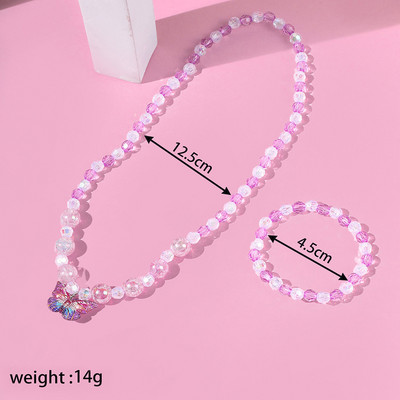 Värviline akrüülist meisterdamise kaelakee käevõru komplekt liblikas, lilles, südameripats lastele ehted kingitus lastele helmed aksessuaarid tüdrukud