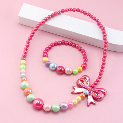 Värviline akrüülist meisterdamise kaelakee käevõru komplekt liblikas, lilles, südameripats lastele ehted kingitus lastele helmed aksessuaarid tüdrukud