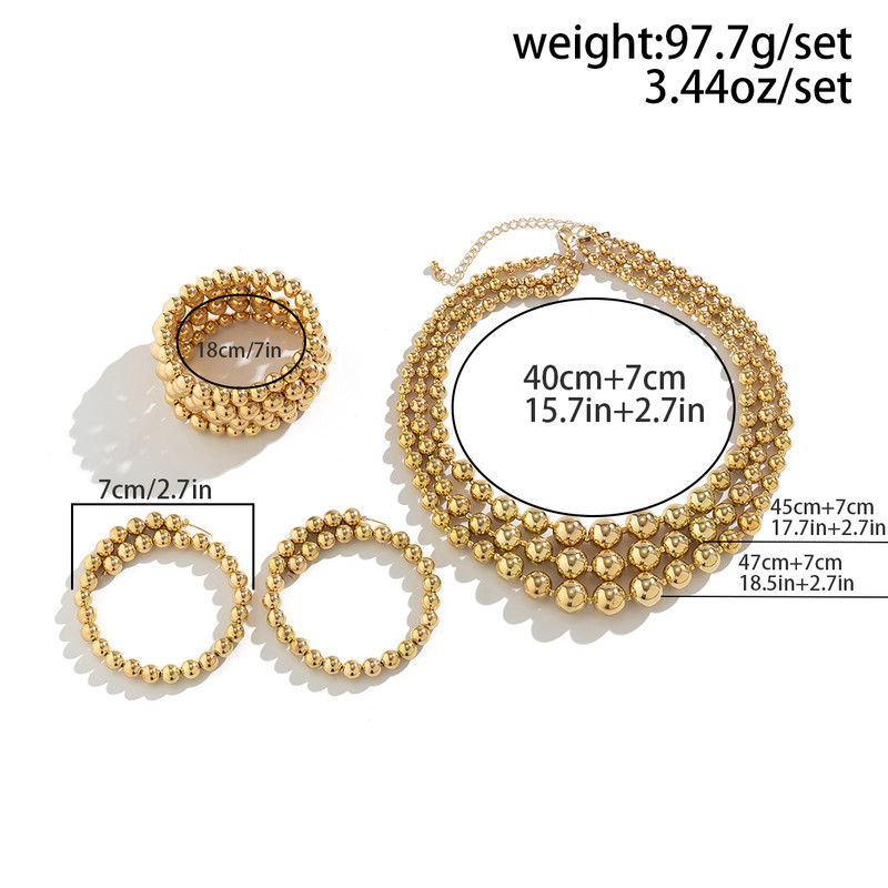 3Pcs/Set Pretjerani CCB materijal Big Ball Ogrlica Narukvica Set Naušnica za žene Punk Zdepast Debela ključna kost Nakit Poklon za zabavu