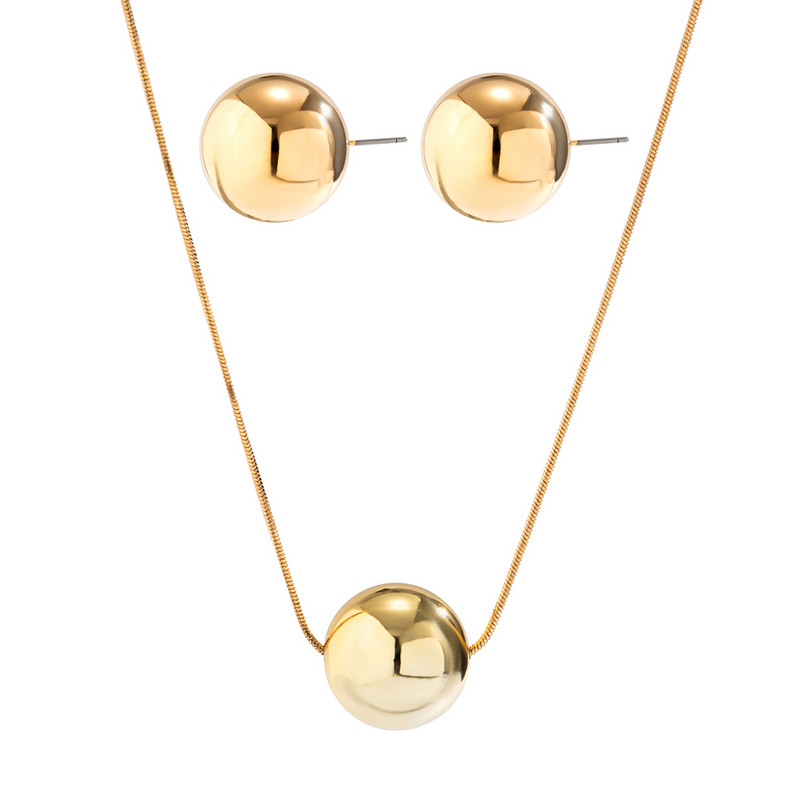 IngeSight.Z Vintage CCB Ball Square Snake Chain Choker nyaklánc fülbevaló készlet nőknek Punk Arany Szín Link Chain Party Ékszer