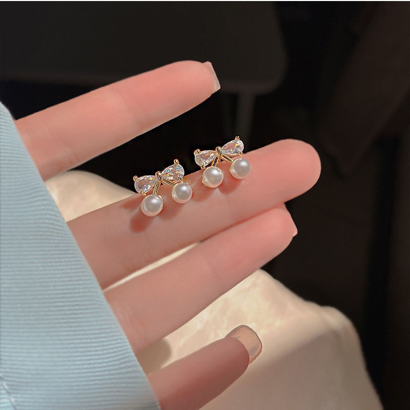 Jauki, saldi sarkani ķiršu auskari sievietēm, korejiešu modes tauriņš, cirkona auskari, meitenes kāzu rotaslietas dzimšanas dienas dāvanas