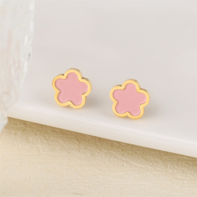 Ανοξείδωτο λουλούδι 4 τεμάχια/σετ βραχιόλι κρεμαστό κολιέ σκουλαρίκια Γυναικεία μόδα πολυτελή κοσμήματα μόδας μόδας πέντε φύλλων λουλουδιών