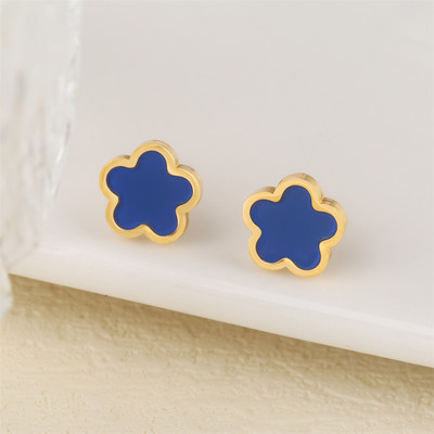 Ανοξείδωτο λουλούδι 4 τεμάχια/σετ βραχιόλι κρεμαστό κολιέ σκουλαρίκια Γυναικεία μόδα πολυτελή κοσμήματα μόδας μόδας πέντε φύλλων λουλουδιών