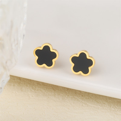 Ανοξείδωτο λουλούδι 4 τεμάχια/σετ βραχιόλι κρεμαστό κολιέ σκουλαρίκια Γυναικεία μόδα πολυτελή κοσμήματα μόδας μόδας πέντε φύλλων λουλουδιών