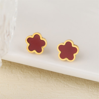 Ανοξείδωτο λουλούδι 4 τεμάχια/σετ βραχιόλι κρεμαστό κολιέ σκουλαρίκια Γυναικεία μόδα πολυτελή κοσμήματα μόδας μόδας πέντε φύλλων λουλουδιών