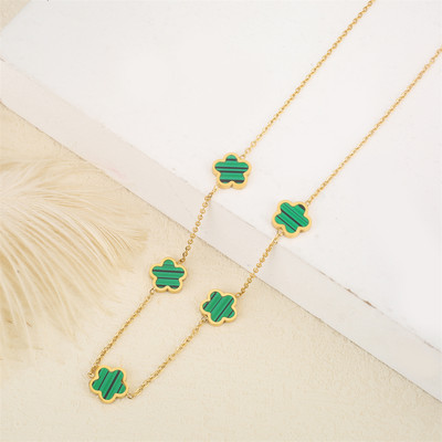 Ανοξείδωτο λουλούδι 4 τεμάχια/σετ βραχιόλι κρεμαστό κολιέ σκουλαρίκια Γυναικεία μόδα πολυτελή κοσμήματα μόδας μόδας πέντε φύλλων λουλουδιών