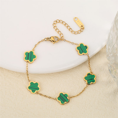 Ανοξείδωτο λουλούδι 4 τεμάχια/σετ βραχιόλι κρεμαστό κολιέ σκουλαρίκια Γυναικεία μόδα πολυτελή κοσμήματα μόδας μόδας πέντε φύλλων λουλουδιών