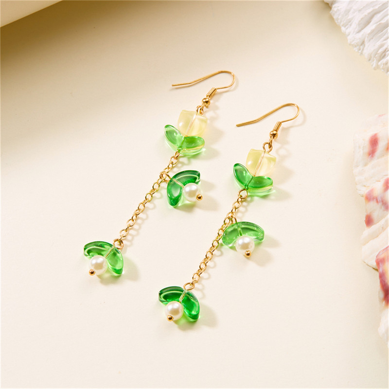 Korejas tulpju garu pušķu nolaižamie auskari sievietēm.