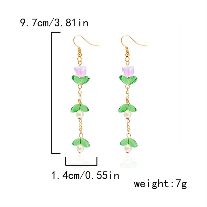 Korejas tulpju garu pušķu nolaižamie auskari sievietēm.
