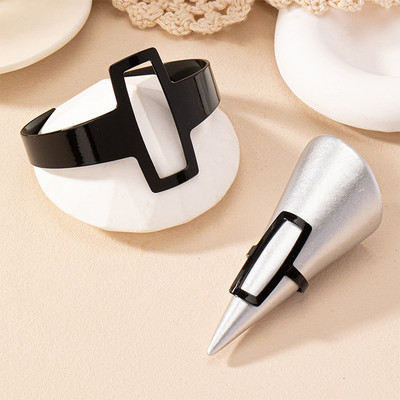 2 tk/komplekt Trendikas ja minimalistlik geomeetriline ruudukujuline ehete õõnes sõrmuse ja käevõru komplekt Emadepäeva kingituseks ehete komplekt