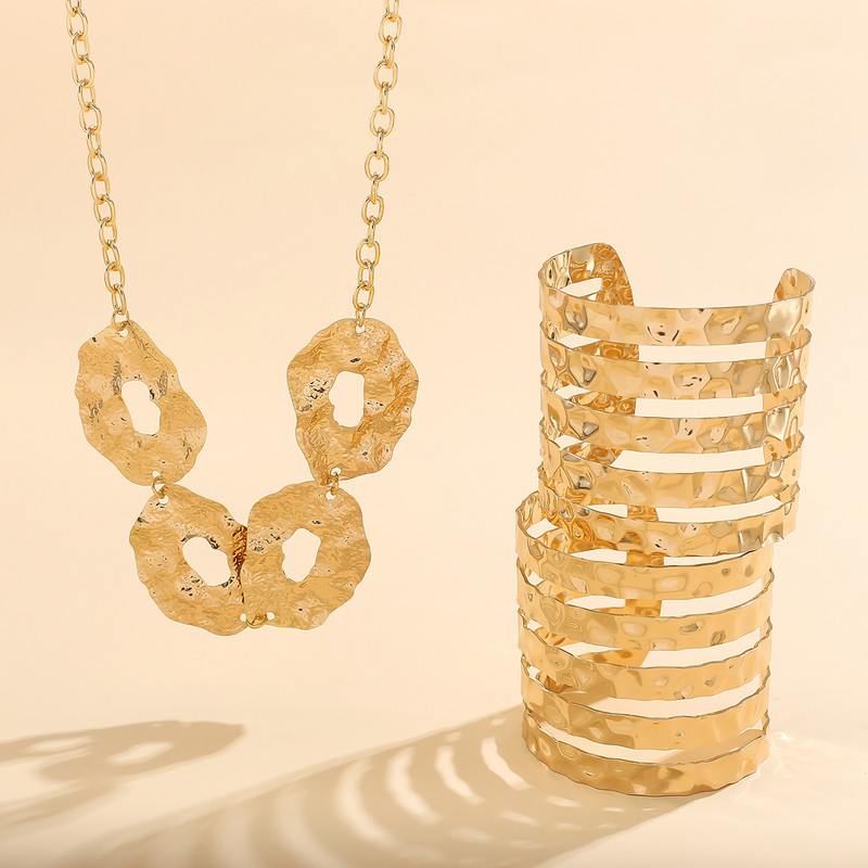 Lacteo Steampunk γεωμετρικό κολιέ γούρι με δαχτυλίδι με φαρδιά κούφια μανσέτα βραχιόλι για γυναίκες Choker σετ κοσμημάτων Γάμος 2024 Μοντέρνο