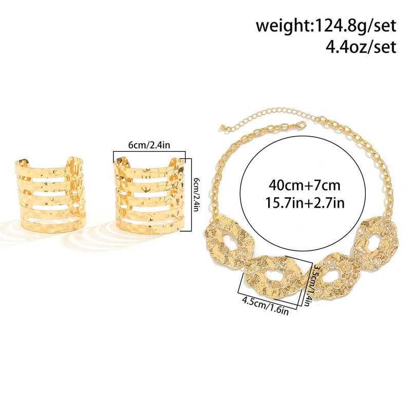 Lacteo Steampunk γεωμετρικό κολιέ γούρι με δαχτυλίδι με φαρδιά κούφια μανσέτα βραχιόλι για γυναίκες Choker σετ κοσμημάτων Γάμος 2024 Μοντέρνο