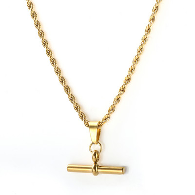 JOVO LOVE T Bar kulonu kaklarotu auskaru komplekts sievietēm nerūsējošā tērauda neparastas zelta krāsas Figaro kubiešu ķēdes rotaslietas 2023