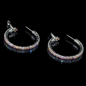 2022 Големи кръгли обеци с обръчи Кристални кристали 100% сребърни обеци за жени Модни бижута Подарък за сватбено парти