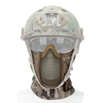 Tactical Full Face Mesh Mask Balaclava Airsoft Paintball Halloween Mask CS Game Hunting Cycling Προστατευτικό καπάκι επένδυσης κράνους