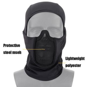 Tactical Full Face Mesh Mask Balaclava Airsoft Paintball Halloween Mask CS Game Hunting Cycling Προστατευτικό καπάκι επένδυσης κράνους