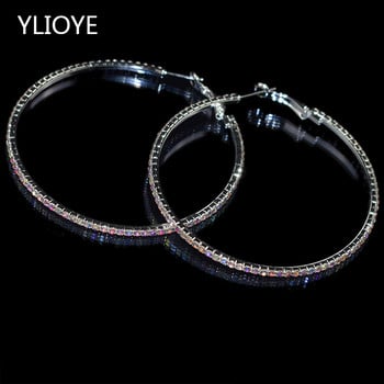 Πολυτελή κρυστάλλινα σκουλαρίκια με μεγάλο κρίκο Σέξι σκουλαρίκια αξεσουάρ μόδας Exaggerated κρίκους Ear Loop κύκλος για γυναικεία κοσμήματα για κορίτσια