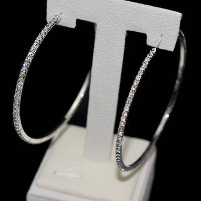 Πολυτελή κρυστάλλινα σκουλαρίκια με μεγάλο κρίκο Σέξι σκουλαρίκια αξεσουάρ μόδας Exaggerated κρίκους Ear Loop κύκλος για γυναικεία κοσμήματα για κορίτσια