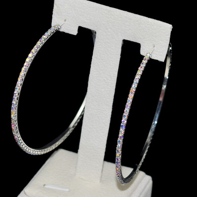 Πολυτελή κρυστάλλινα σκουλαρίκια με μεγάλο κρίκο Σέξι σκουλαρίκια αξεσουάρ μόδας Exaggerated κρίκους Ear Loop κύκλος για γυναικεία κοσμήματα για κορίτσια