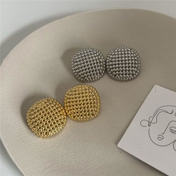Геометрично прост метален дизайн Кухи обеци с топка за жени Мода Винтидж стил Високи бижута Подаръчни аксесоари за момичета