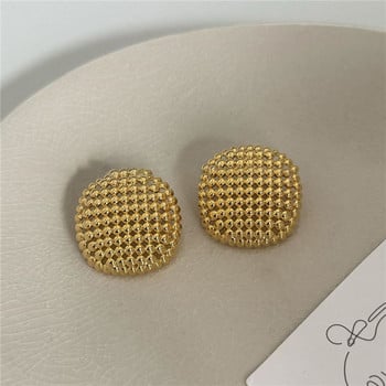 Геометрично прост метален дизайн Кухи обеци с топка за жени Мода Винтидж стил Високи бижута Подаръчни аксесоари за момичета