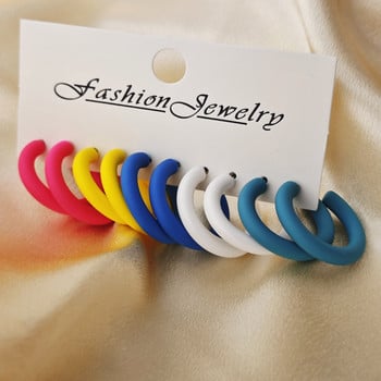 Трансгранични бижута Цветни смола С-образни обеци Комплект от 5 чифта Корейски модни инкрустирани с перли обеци и обеци