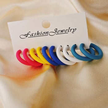 Трансгранични бижута Цветни смола С-образни обеци Комплект от 5 чифта Корейски модни инкрустирани с перли обеци и обеци