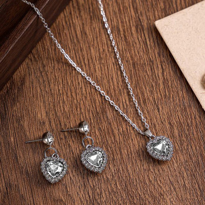 1 komplekts ar kristāla piekariņiem, kaklarotas un auskari sievietēm, kāzu līgavas modes rotaslietas