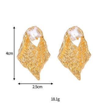 Γεωμετρικά ακανόνιστο μεταλλικό σχέδιο Πολυτελή σκουλαρίκια με φύλλα ζιργκόν για γυναίκες Αξεσουάρ vintage κοσμημάτων ευρωπαϊκής τάσης