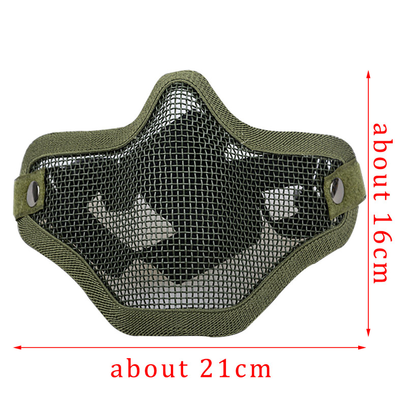 Taktiskās medības Airsoft peintbola aizsardzība metāla tērauda sieta pusapvalks Militārās Helovīna ballītes pusmaska