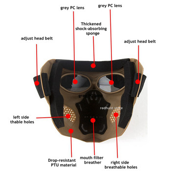 Тактическа маска CS Защитна маска на черепа Регулируема маска на черепа с цялото лице за страйкбол пейнтбол косплей военна игра Хелоуин