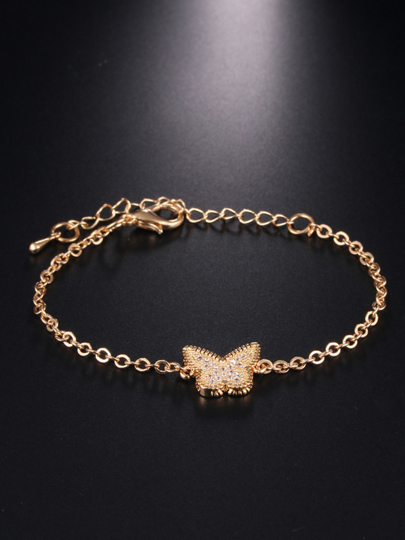 4 τμχ Μόδα Γυναικεία Χάλκινα Κυβικά Ζιργκόν Σκουλαρίκια Πεταλούδα Κολιέ Κρεμαστό Βραχιόλι Νύφη Κοσμήματα Σετ Φόρεμα Αξεσουάρ